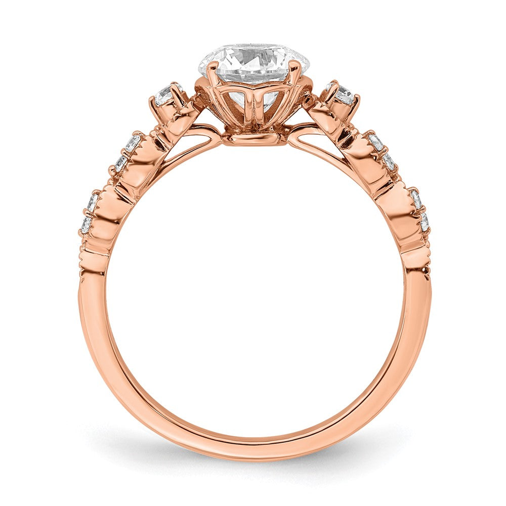 14K Roségold (holds 1 Karat (6.5mm) Rund Mittig) 1/8 Diamant Halbfassung Verlobungsring