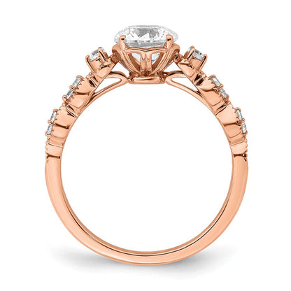 14K Roségold (holds 1 Karat (6.5mm) Rund Mittig) 1/8 Diamant Halbfassung Verlobungsring