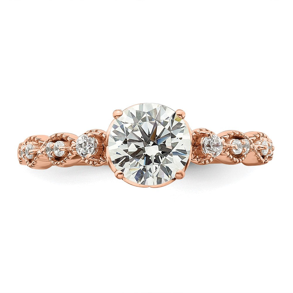 14K Roségold (holds 1 Karat (6.5mm) Rund Mittig) 1/8 Diamant Halbfassung Verlobungsring
