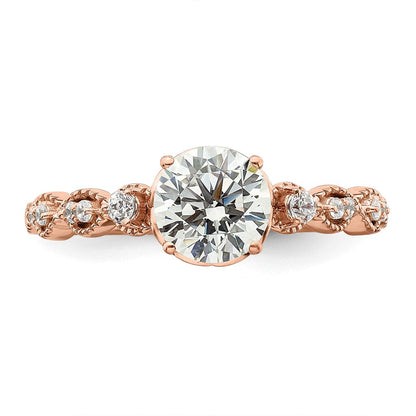 14K Roségold (holds 1 Karat (6.5mm) Rund Mittig) 1/8 Diamant Halbfassung Verlobungsring