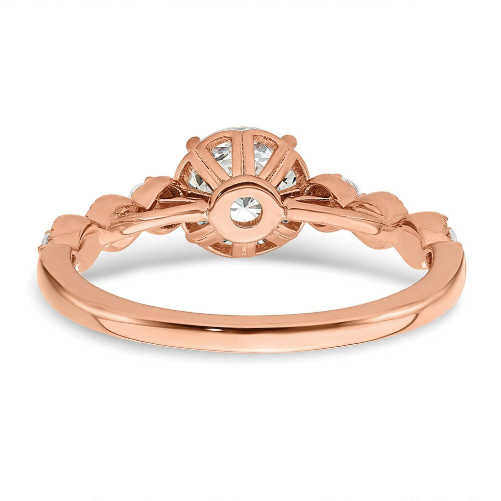 14K Roségold (holds 1 Karat (6.5mm) Rund Mittig) 1/8 Diamant Halbfassung Verlobungsring