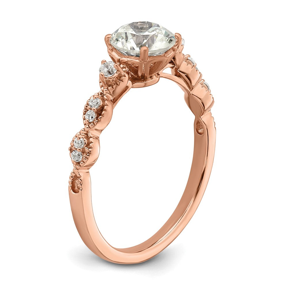 14K Roségold (holds 1 Karat (6.5mm) Rund Mittig) 1/8 Diamant Halbfassung Verlobungsring