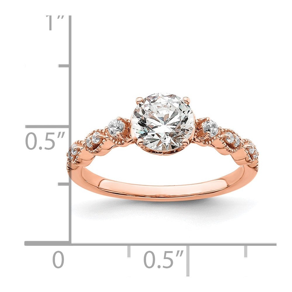 14K Roségold (holds 1 Karat (6.5mm) Rund Mittig) 1/8 Diamant Halbfassung Verlobungsring
