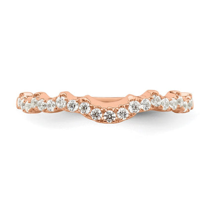14K Roségold 1/4 Karat Diamant Contoured Komplett Ehering
