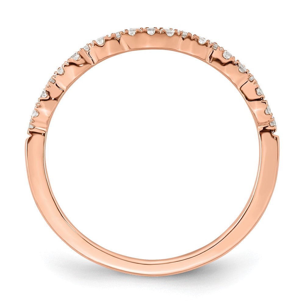 14K Roségold 1/5 Karat Diamant Contoured Komplett Ehering