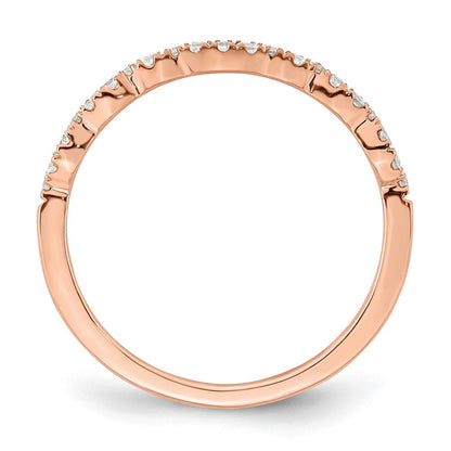14K Roségold 1/5 Karat Diamant Contoured Komplett Ehering