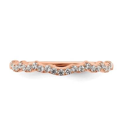 14K Roségold 1/5 Karat Diamant Contoured Komplett Ehering