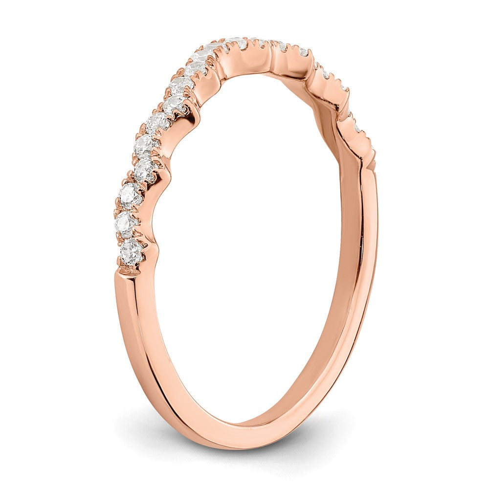 14K Roségold 1/5 Karat Diamant Contoured Komplett Ehering