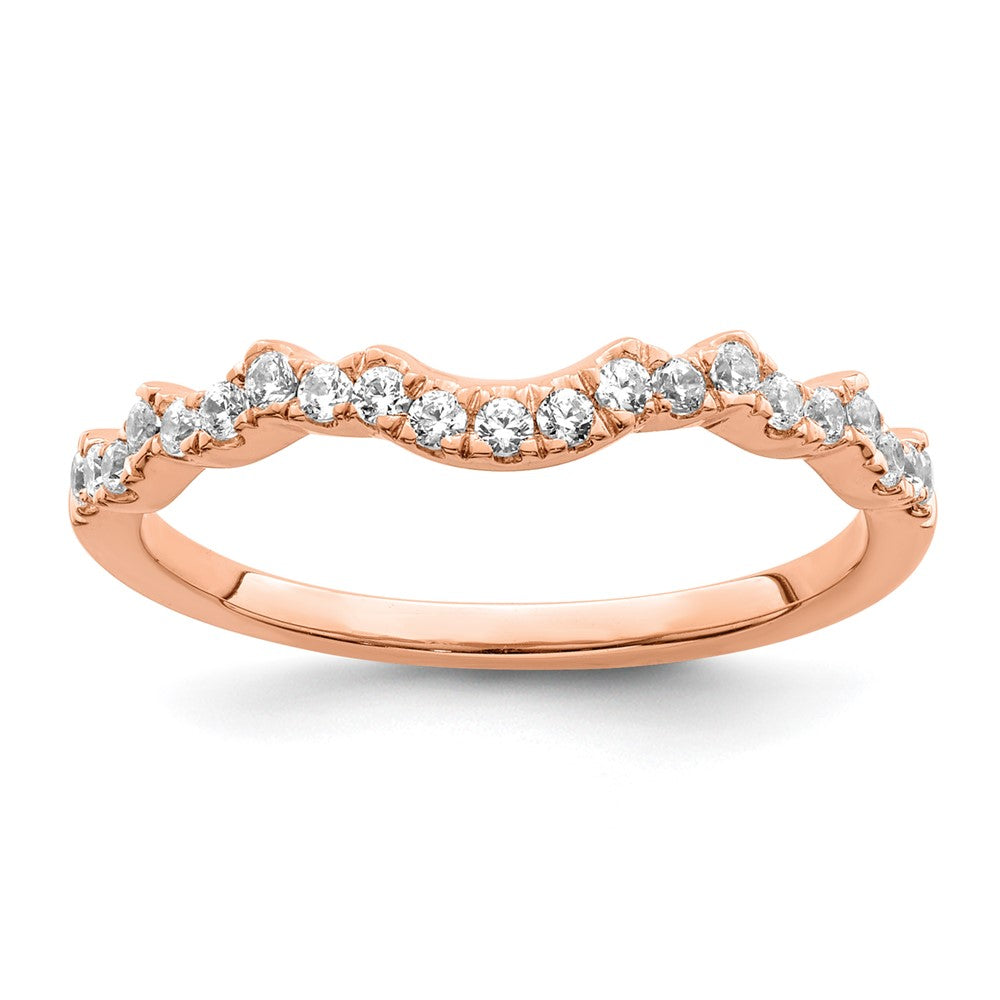 14K Roségold 1/5 Karat Diamant Contoured Komplett Ehering
