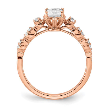 14K Roségold (holds 1 Karat (6.9x5.2mm) Smaragdschliff Mittig) 1/8 Diamant Halbfassung Verlobungsring