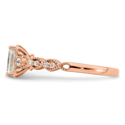 14K Roségold (holds 1 Karat (6.9x5.2mm) Smaragdschliff Mittig) 1/8 Diamant Halbfassung Verlobungsring