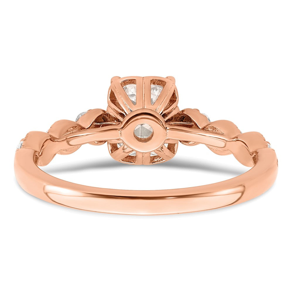 14K Roségold (holds 1 Karat (6.9x5.2mm) Smaragdschliff Mittig) 1/8 Diamant Halbfassung Verlobungsring