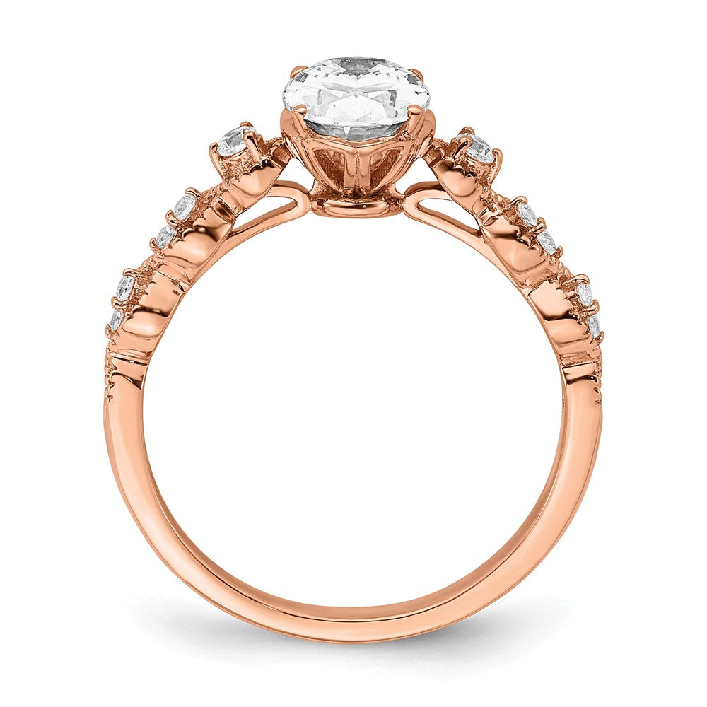 14K Roségold 0,125 ct. Laborgezüchteter Diamant VS/SI+ G+ 1 ct. Center Oval Verlobungsring