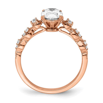 14K Roségold 0,125 ct. Laborgezüchteter Diamant VS/SI+ G+ 1 ct. Center Oval Verlobungsring