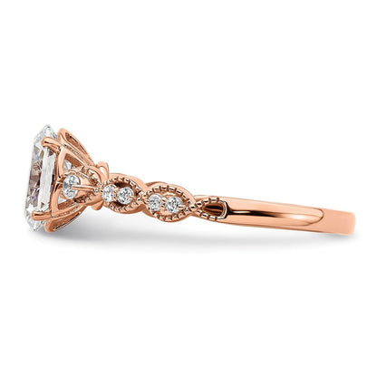14K Roségold 0,125 ct. Laborgezüchteter Diamant VS/SI+ G+ 1 ct. Center Oval Verlobungsring
