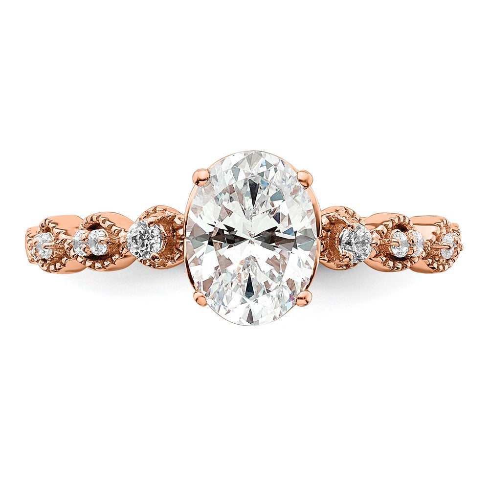 14K Roségold 0,125 ct. Laborgezüchteter Diamant VS/SI+ G+ 1 ct. Center Oval Verlobungsring