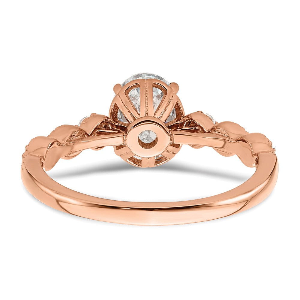 14K Roségold 0,125 ct. Laborgezüchteter Diamant VS/SI+ G+ 1 ct. Center Oval Verlobungsring