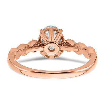 14K Roségold 0,125 ct. Laborgezüchteter Diamant VS/SI+ G+ 1 ct. Center Oval Verlobungsring