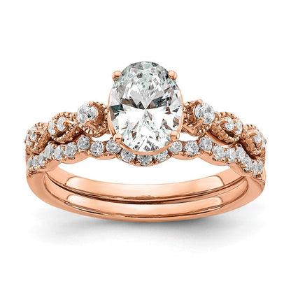 14K Roségold 0,125 ct. Laborgezüchteter Diamant VS/SI+ G+ 1 ct. Center Oval Verlobungsring