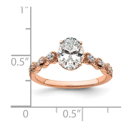 14K Roségold 0,125 ct. Laborgezüchteter Diamant VS/SI+ G+ 1 ct. Center Oval Verlobungsring