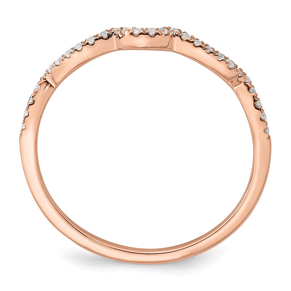 14K Roségold 1/15 Karat Diamant Contoured Komplett Ehering