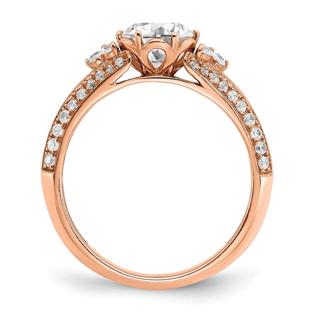 14K Roségold (holds 1 Karat (6.5mm) Rund Mittig) 1/3 Diamant Halbfassung Verlobungsring