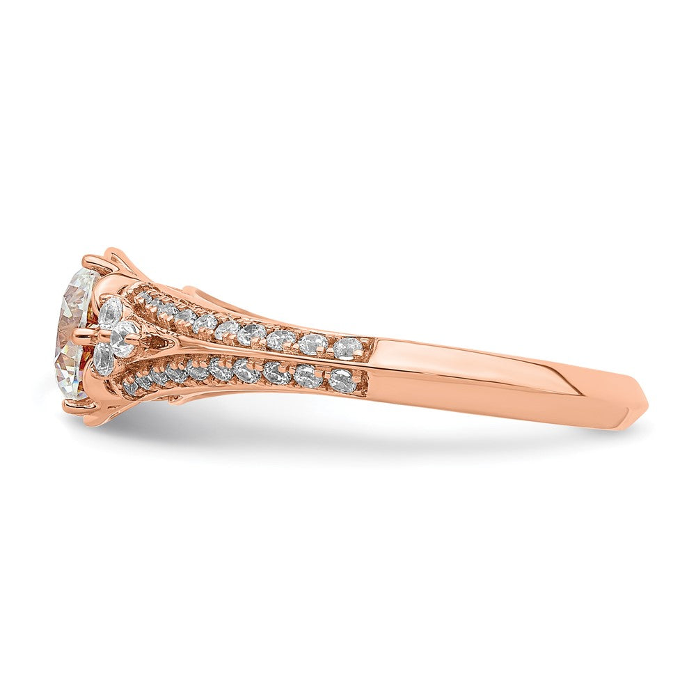 14K Roségold (holds 1 Karat (6.5mm) Rund Mittig) 1/3 Diamant Halbfassung Verlobungsring