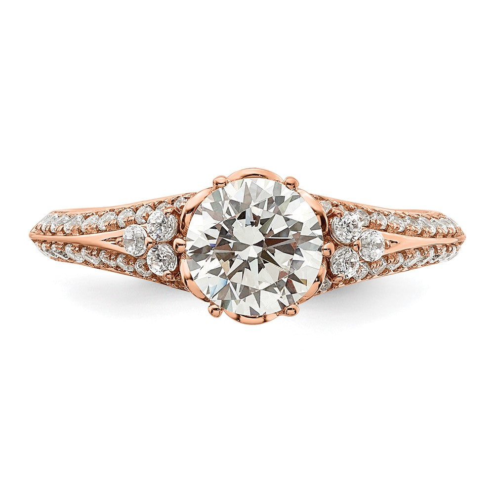 14K Roségold (holds 1 Karat (6.5mm) Rund Mittig) 1/3 Diamant Halbfassung Verlobungsring