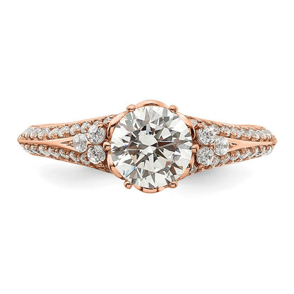 14K Roségold (holds 1 Karat (6.5mm) Rund Mittig) 1/3 Diamant Halbfassung Verlobungsring