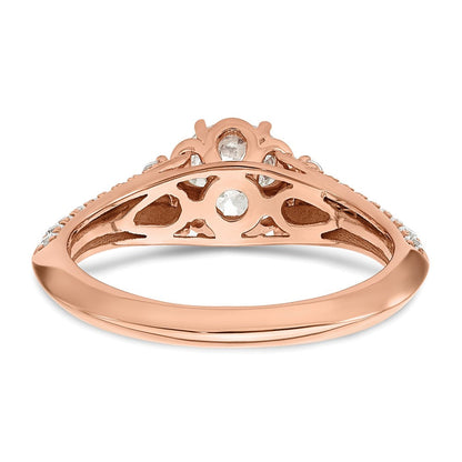 14K Roségold (holds 1 Karat (6.5mm) Rund Mittig) 1/3 Diamant Halbfassung Verlobungsring