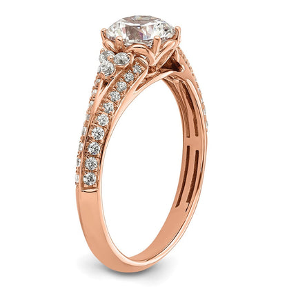 14K Roségold (holds 1 Karat (6.5mm) Rund Mittig) 1/3 Diamant Halbfassung Verlobungsring