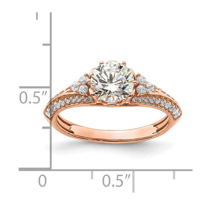 14K Roségold (holds 1 Karat (6.5mm) Rund Mittig) 1/3 Diamant Halbfassung Verlobungsring