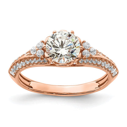 14K Roségold (holds 1 Karat (6.5mm) Rund Mittig) 1/3 Diamant Halbfassung Verlobungsring