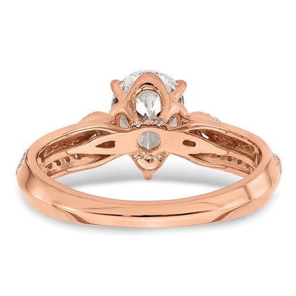 14K Roségold (holds 1 Karat (8.00x6.1mm) Tropfen Mittig) 1/4 Diamant Halbfassung Verlobungsring