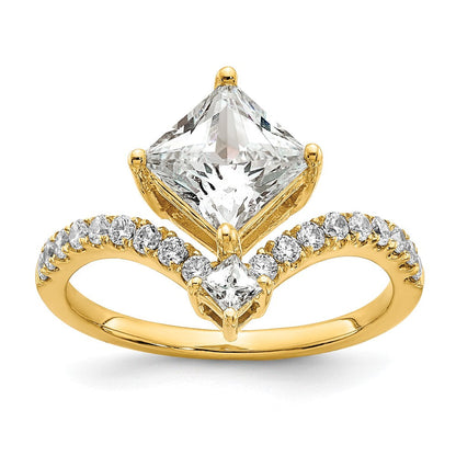 14K Gelbgold Asymmetric (holds 1.5 Karat (6.5mm) Princess Mittig) 1/2 Diamant Halbfassung Verlobungsring