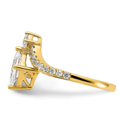 14K Gelbgold Asymmetric (holds 1.5 Karat (6.5mm) Princess Mittig) 1/2 Diamant Halbfassung Verlobungsring