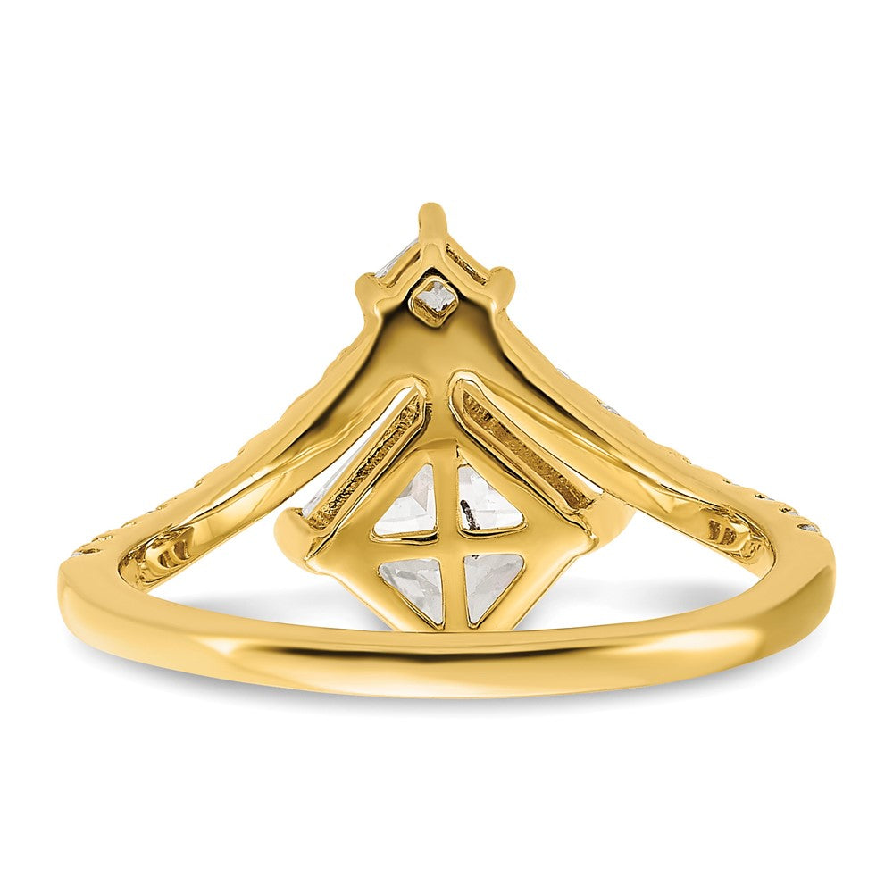 14K Gelbgold Asymmetric (holds 1.5 Karat (6.5mm) Princess Mittig) 1/2 Diamant Halbfassung Verlobungsring