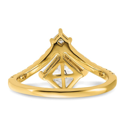 14K Gelbgold Asymmetric (holds 1.5 Karat (6.5mm) Princess Mittig) 1/2 Diamant Halbfassung Verlobungsring