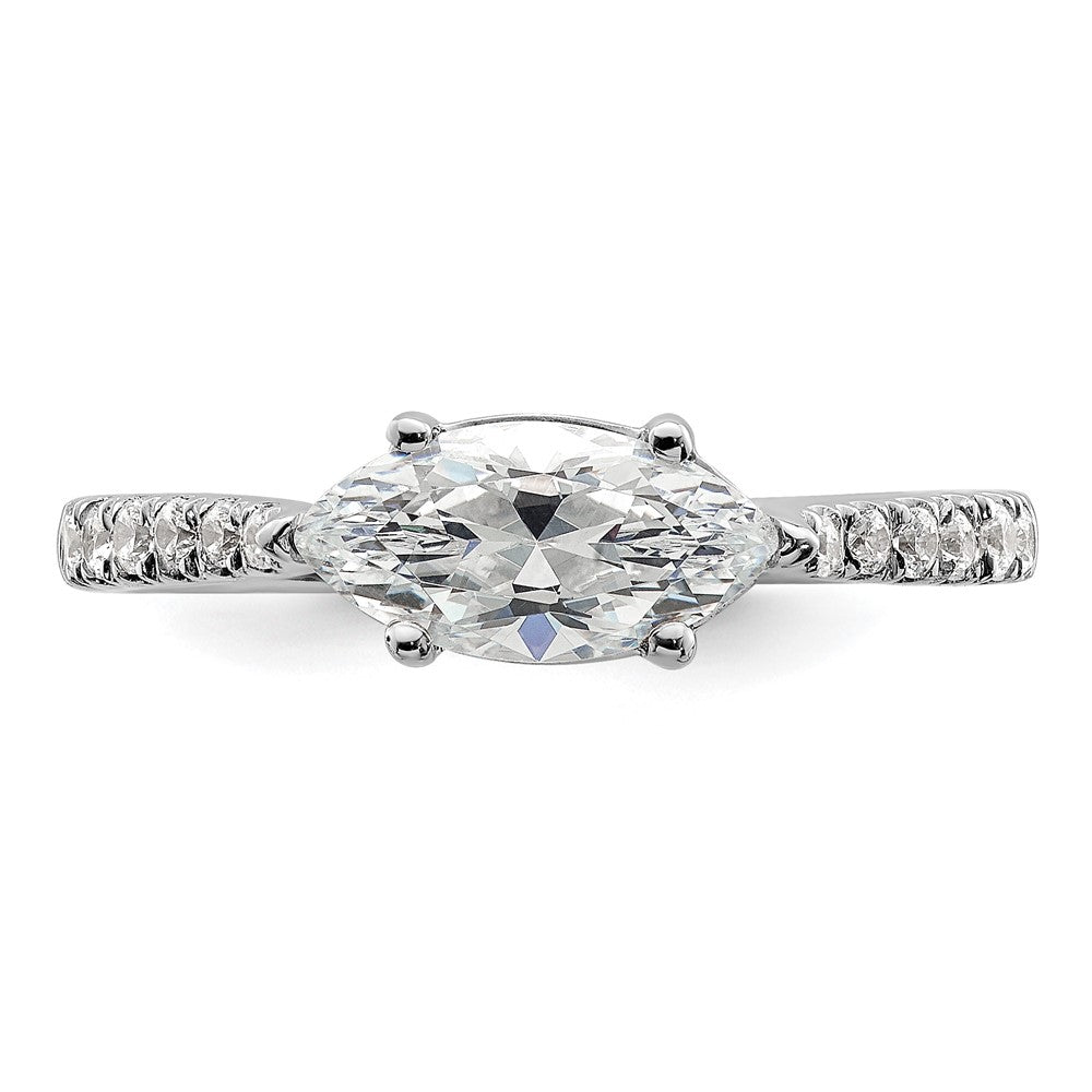 14K Weißgold Verlobungsring mit 0,2 ct. im Labor gezüchteten Diamanten VS/SI+ G+ und 1 ct. Center East-West-Marquise