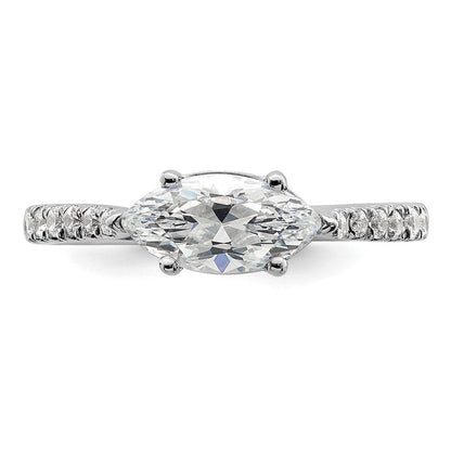 14K Weißgold Verlobungsring mit 0,2 ct. im Labor gezüchteten Diamanten VS/SI+ G+ und 1 ct. Center East-West-Marquise