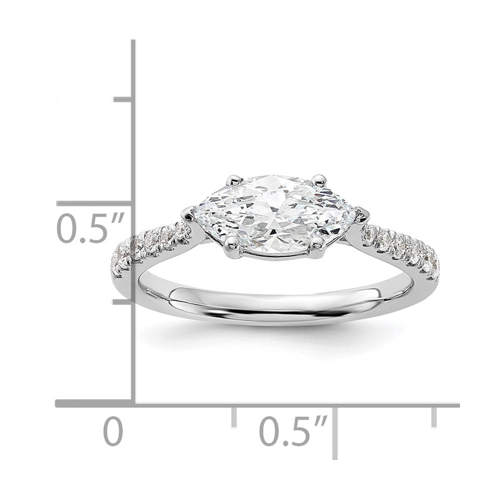 14K Weißgold Verlobungsring mit 0,2 ct. im Labor gezüchteten Diamanten VS/SI+ G+ und 1 ct. Center East-West-Marquise