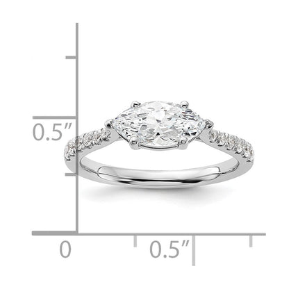 14K Weißgold Verlobungsring mit 0,2 ct. im Labor gezüchteten Diamanten VS/SI+ G+ und 1 ct. Center East-West-Marquise