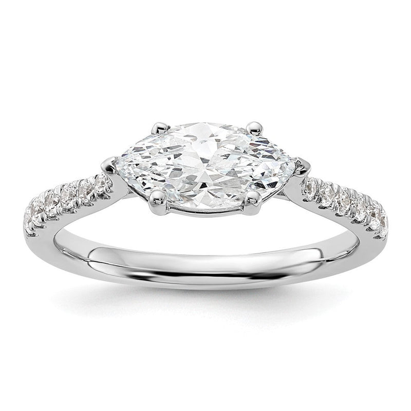14K Weißgold Verlobungsring mit 0,2 ct. im Labor gezüchteten Diamanten VS/SI+ G+ und 1 ct. Center East-West-Marquise