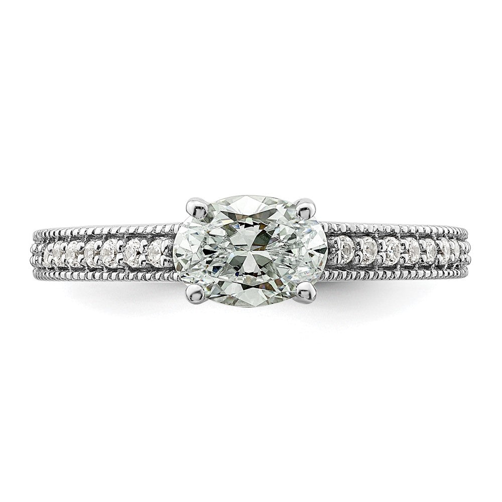 14K Weißgold Ring mit im Labor gezüchteten Diamanten, VS/SI+ G+, Halbfassung, Oval, Ost-West