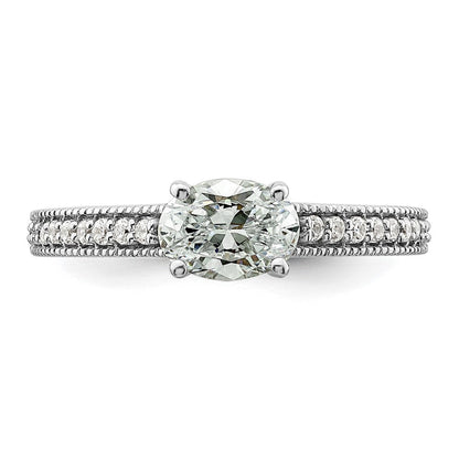 14K Weißgold Ring mit im Labor gezüchteten Diamanten, VS/SI+ G+, Halbfassung, Oval, Ost-West