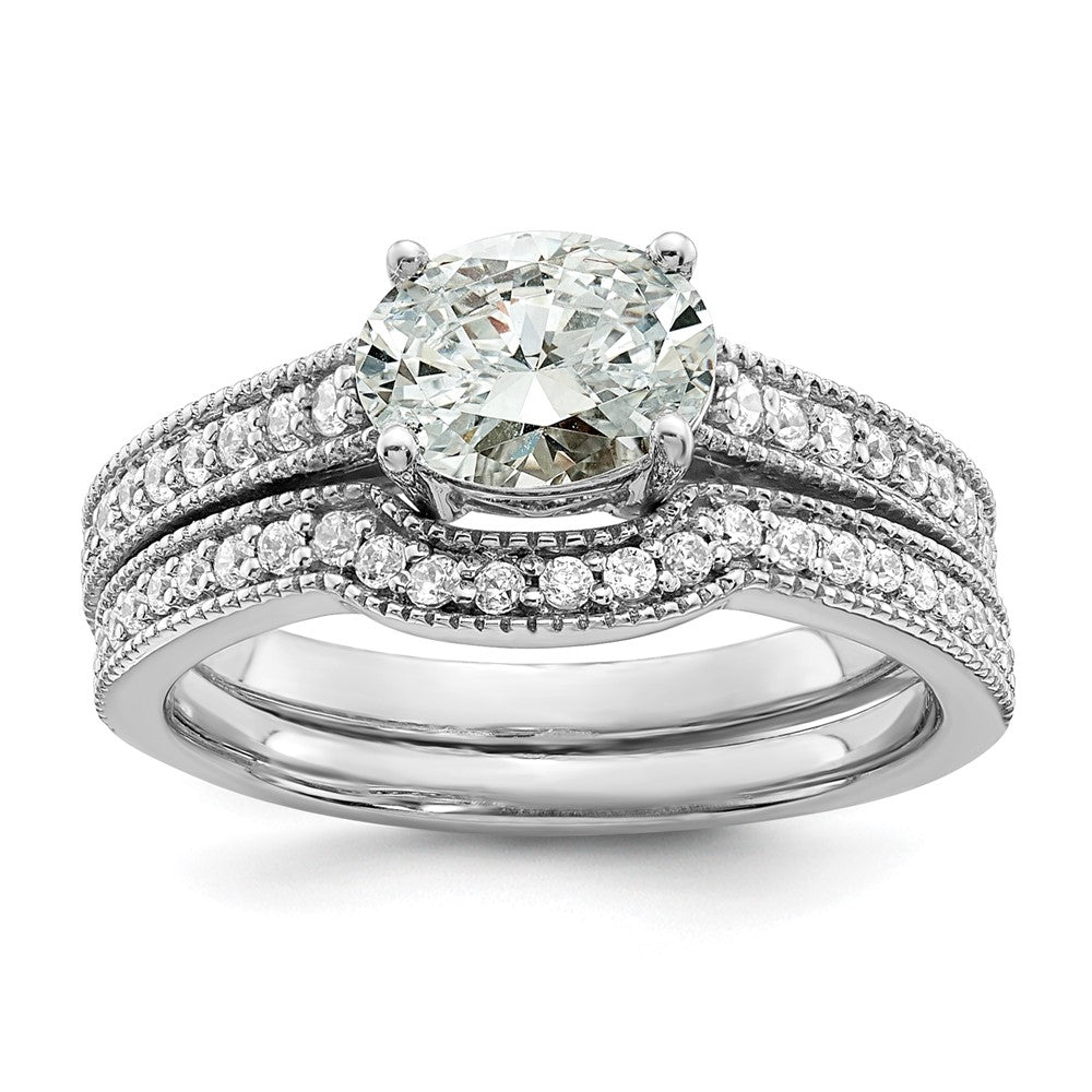 14K Weißgold Ring mit im Labor gezüchteten Diamanten, VS/SI+ G+, Halbfassung, Oval, Ost-West
