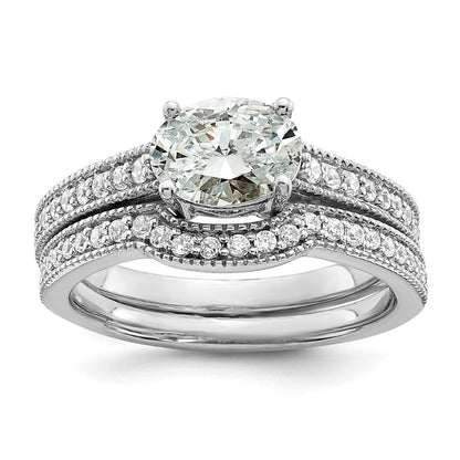 14K Weißgold Ring mit im Labor gezüchteten Diamanten, VS/SI+ G+, Halbfassung, Oval, Ost-West