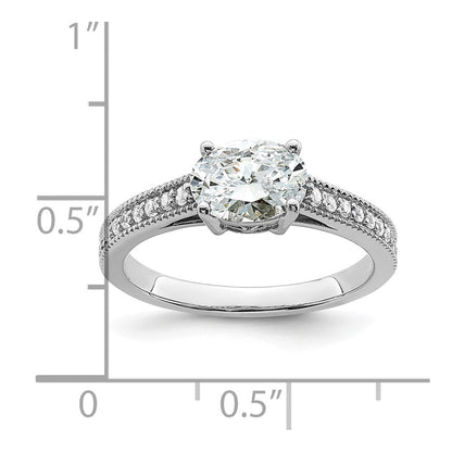 14K Weißgold Ring mit im Labor gezüchteten Diamanten, VS/SI+ G+, Halbfassung, Oval, Ost-West