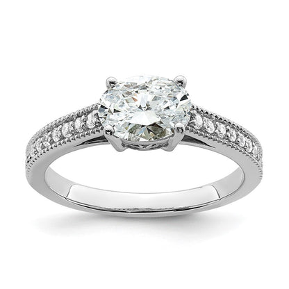 14K Weißgold Ring mit im Labor gezüchteten Diamanten, VS/SI+ G+, Halbfassung, Oval, Ost-West