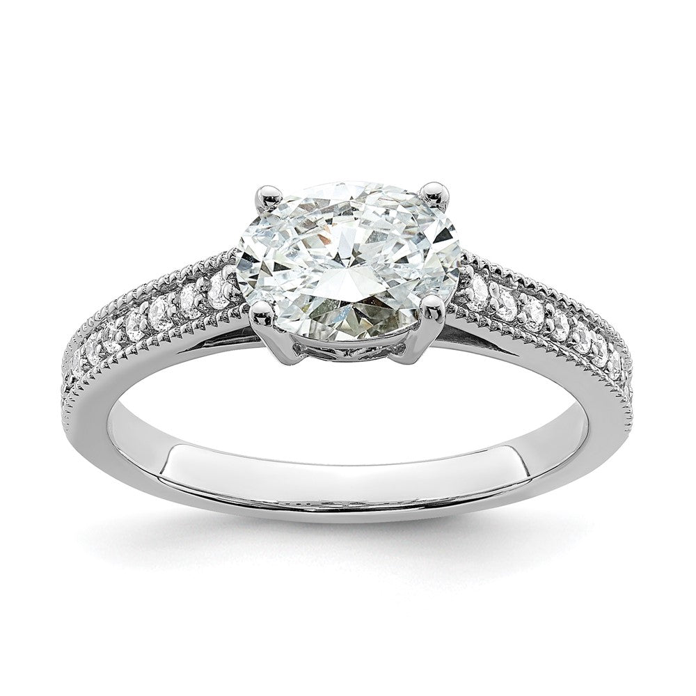 14K Weißgold Ring mit im Labor gezüchteten Diamanten, VS/SI+ G+, Semi-Mount, Oval, Ost-West-Fassung